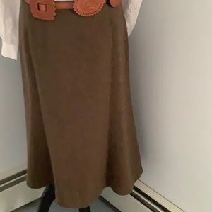 lRL brown tweed aline wool skirt